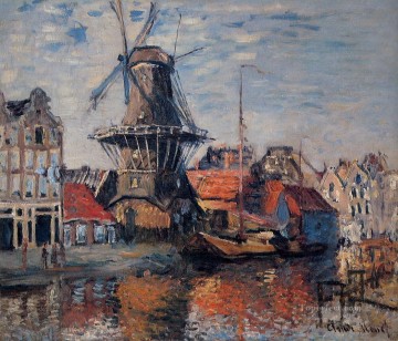  Wind Canvas - The Windmill on the Onbekende Canal Amsterdam 1874 Claude Monet